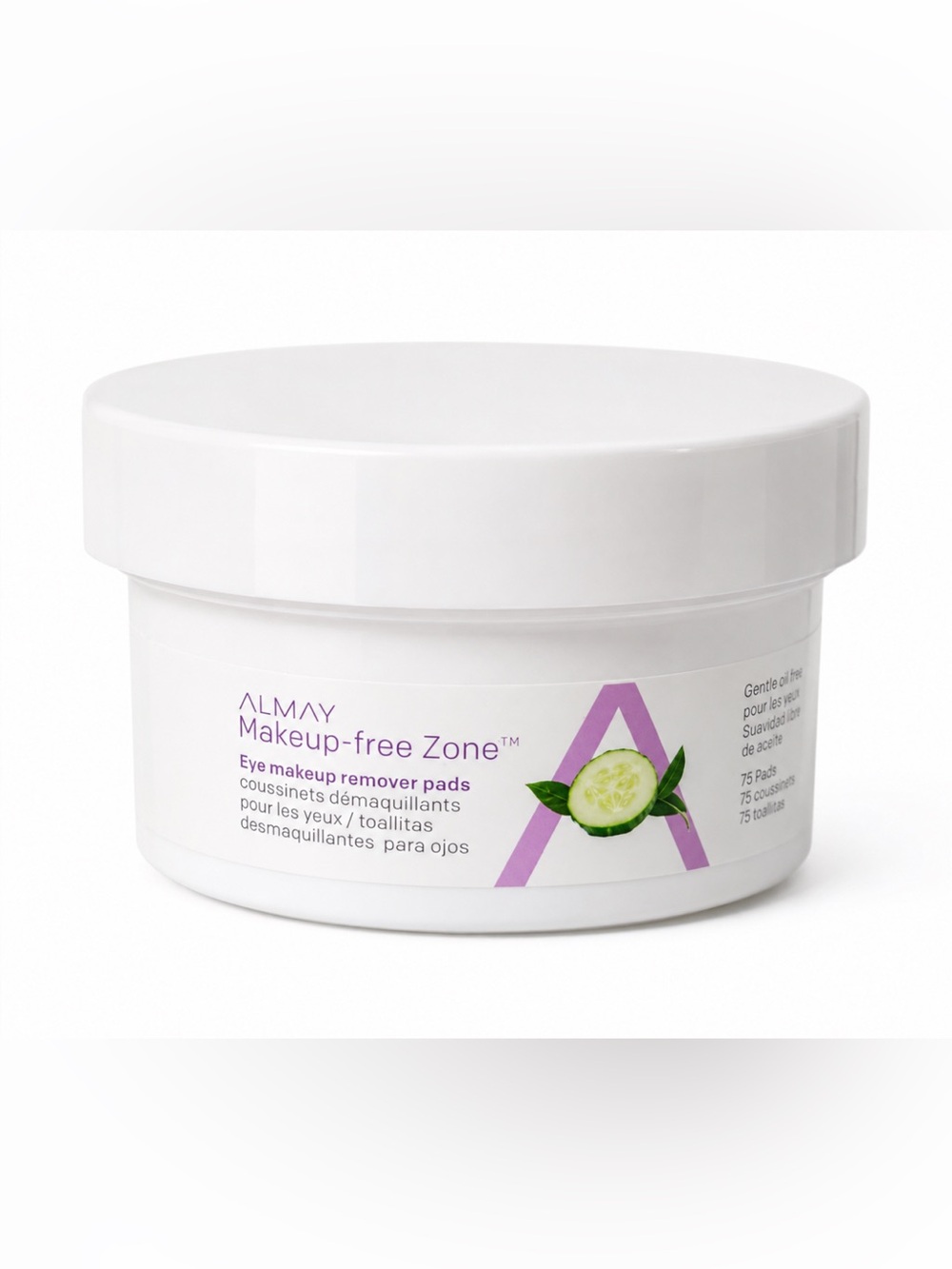 5 Almay Makeup-Free Zone Eye Makeup Remover PadsWhite with Light Purple Accent